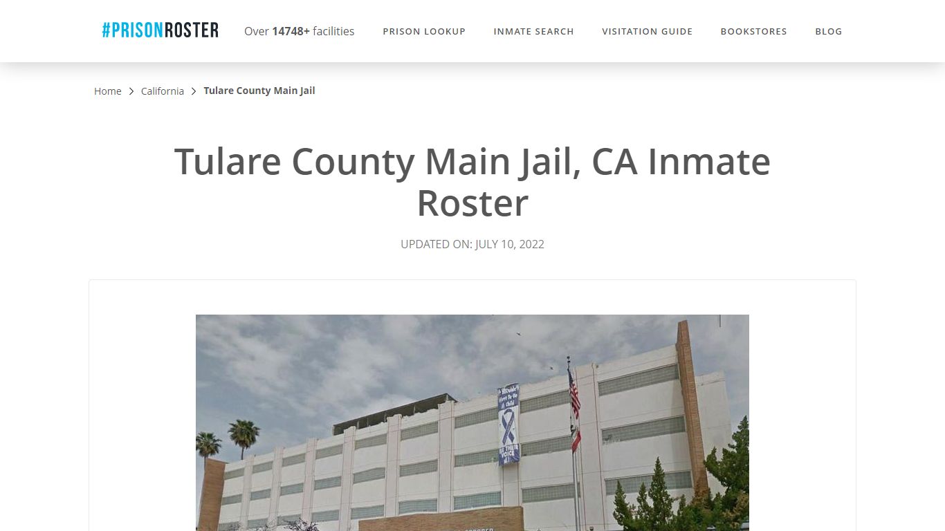 Tulare County Main Jail, CA Inmate Roster